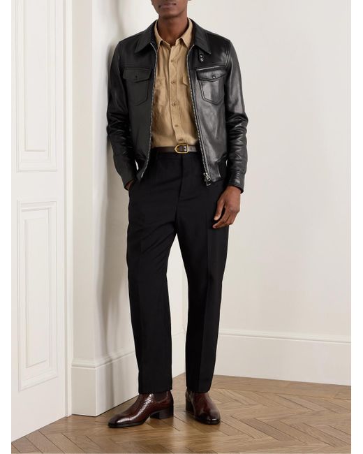 Tom Ford Black Leather Blouson Jacket for men