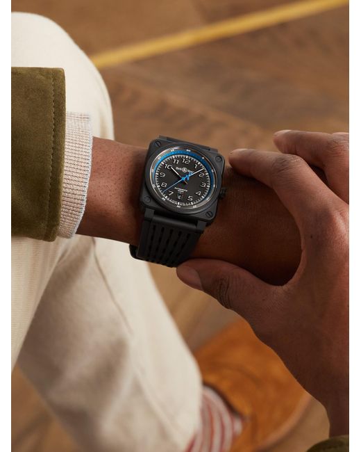 Bell & Ross Black Br 03-92 A522 Limited Edition Automatic 42mm Ceramic And Rubber Watch, Ref. No.br0392-a522-ce/srb for men