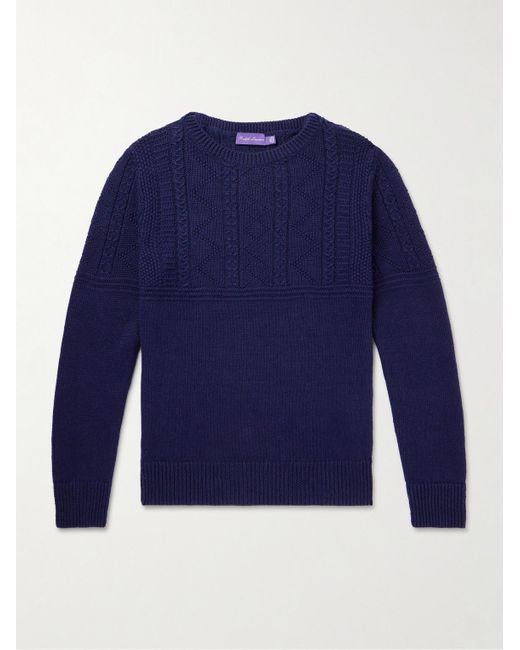 Ralph Lauren Purple Label Blue Cable-knit Linen And Silk-blend Sweater for men