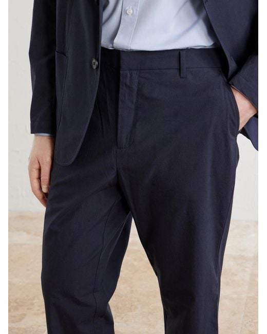 Sunspel Blue Straight-Leg Cotton-Poplin Suit Trousers for men