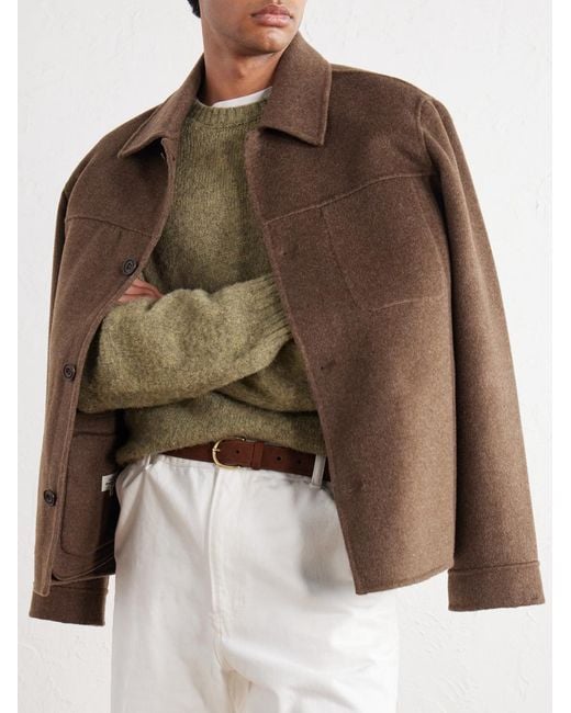 De Bonne Facture Green Brushed Merino Wool Sweater for men