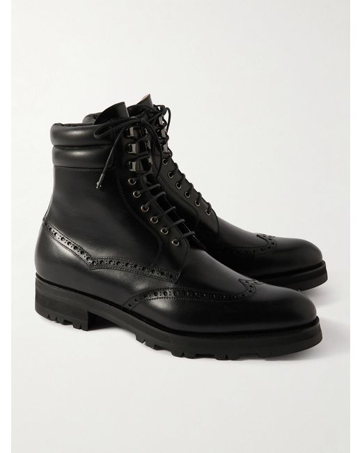 Manolo Blahnik Black Sapele Leather Boots for men