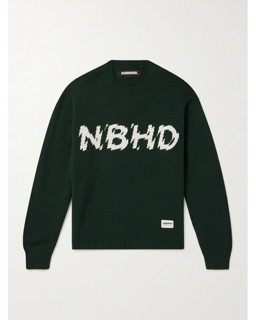 Neighborhood Green Logo-intarsia Wool Sweater for men