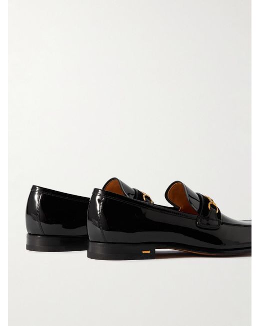 Tom Ford Black Bailey Embellished Patent-leather Penny Loafers for men