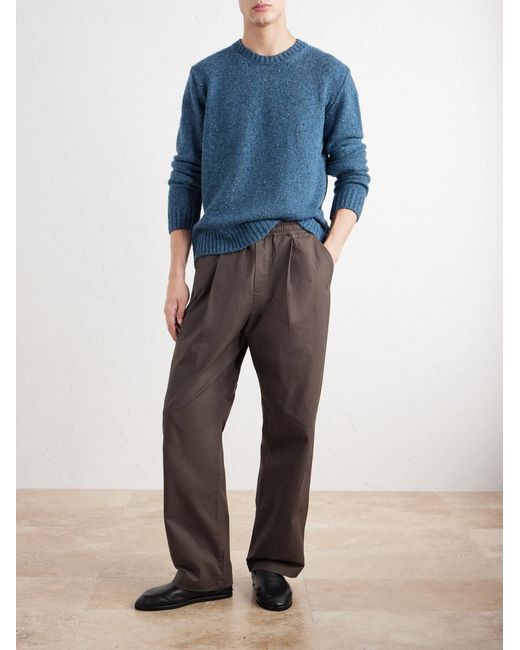Folk Blue Chain Mélange Wool-blend Sweater for men