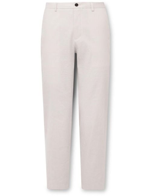 Theory White Curtis Slim-fit Good Linen Suit Trousers for men
