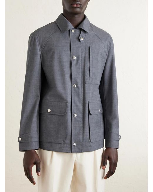 Brunello Cucinelli Gray Virgin Wool Field Jacket for men