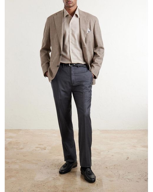 Brioni White Marcello Cotton And Cashmere-Blend Shirt for men