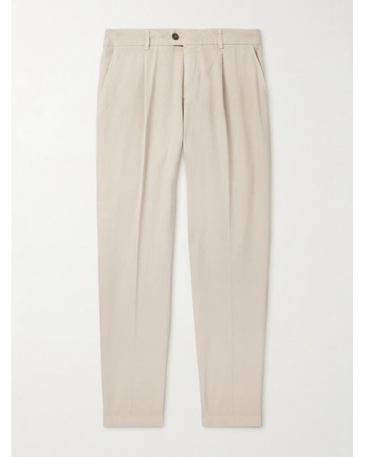 Eleventy Gerade geschnittene Hose aus einer Stretch-Baumwoll-Lyocell-Mischung mit Falten in Natural für Herren
