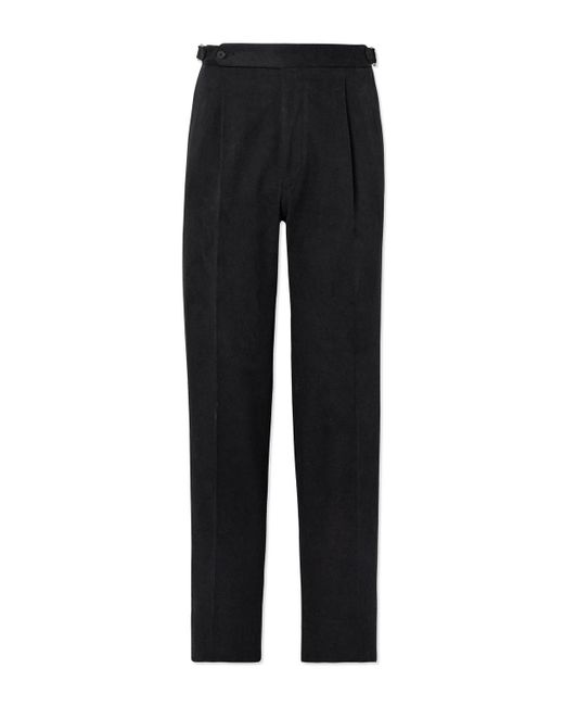STÒFFA Black Tapered Pleated Cotton-canvas Trousers for men