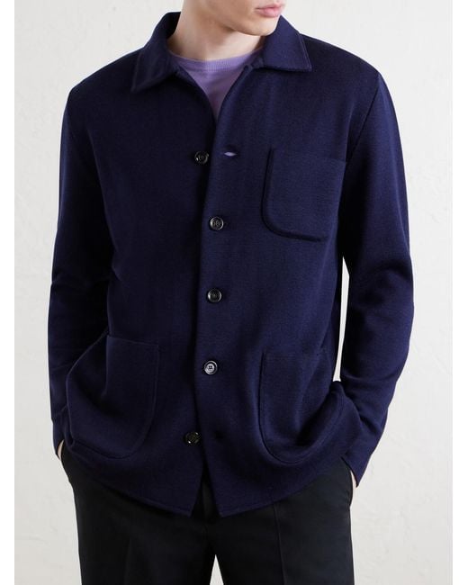 Lardini Blue Virgin Wool Cardigan for men