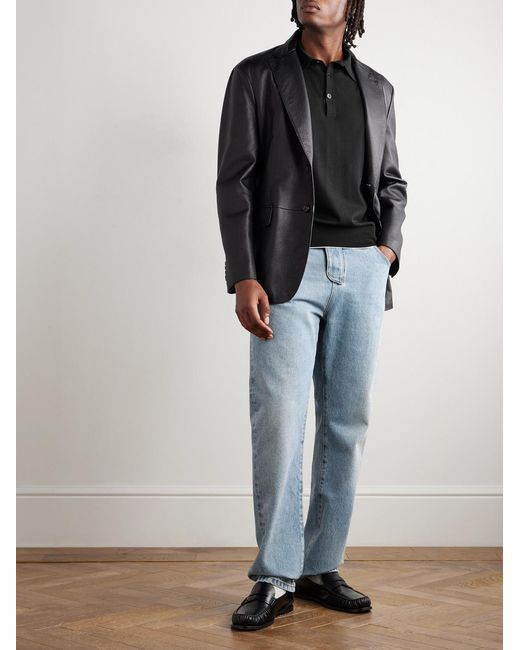 Balmain Black Logo-Embroidered Silk-Blend Polo Shirt for men