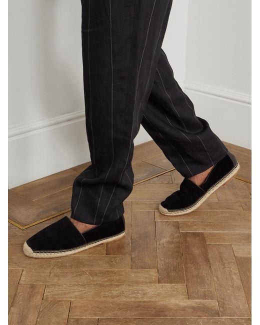 Brunello Cucinelli Black Leather-trimmed Suede Espadrilles for men