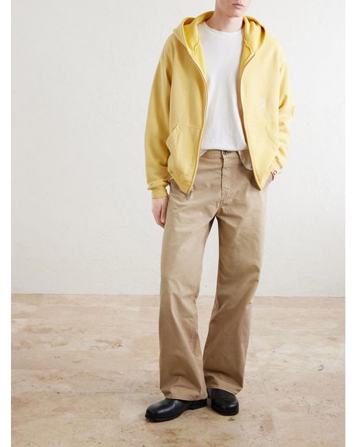 CHERRY LA Yellow Logo-Embroidered Paint-Splattered Cotton-Jersey Hoodie for men