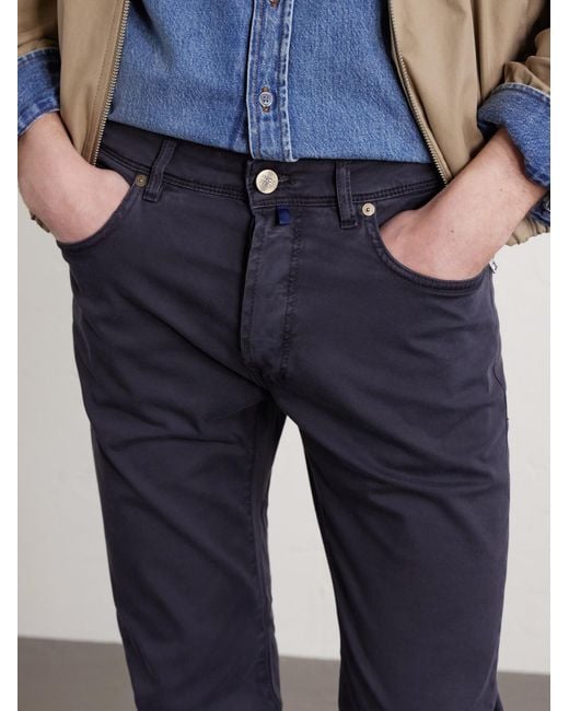 Slowear Blue Slim-Fit Stretch Cotton-Blend Gabardine Trousers for men