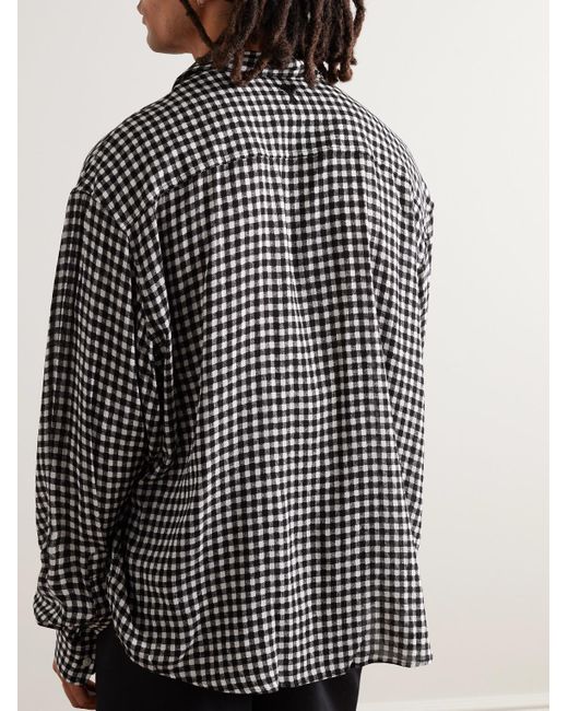 AMI Blue Checked Crepe Shirt for men