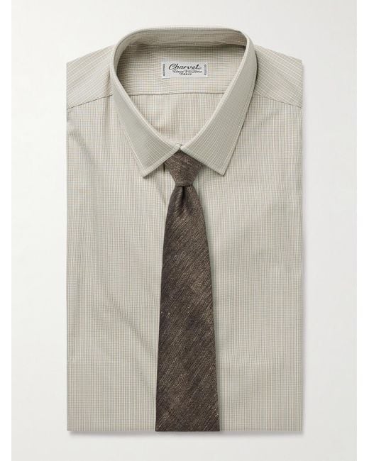 Charvet Gray Checked Cotton-Poplin Shirt for men