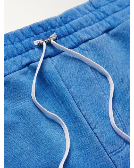 Amiri Blue Tapered Leather-Appliquéd Supima Cotton-Jersey Sweatpants for men