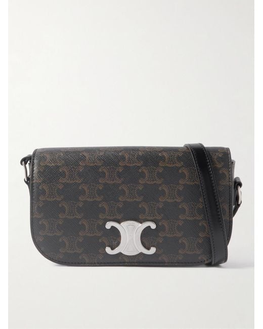 Céline Triomphe Umhängetasche aus beschichtetem Canvas mit Logoprint und Lederbesatz in Gray für Herren