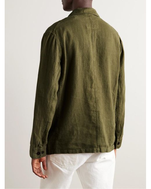 Giacca slim-fit in lino Labura di Portuguese Flannel in Green da Uomo