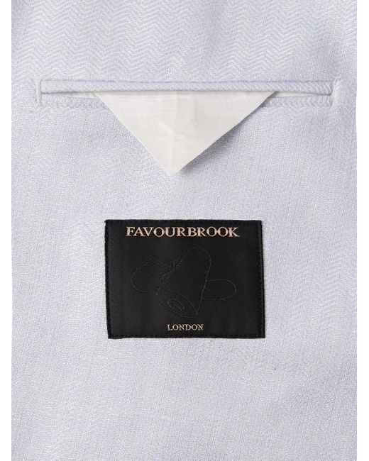 Favourbrook Blue Slim-Fit Herringbone Linen And Silk-Blend Suit Jacket for men