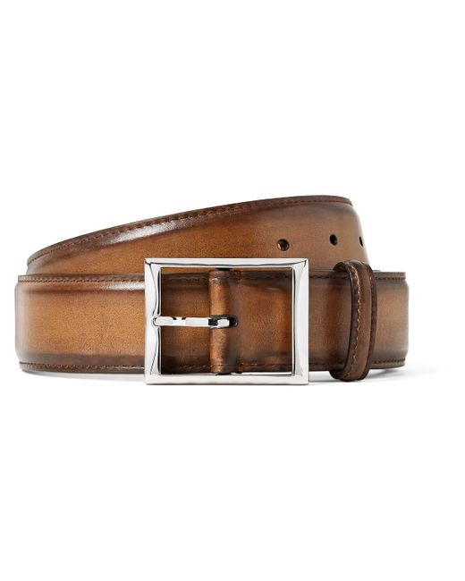 Berluti Brown 3.5Cm Classic Leather Belt for men