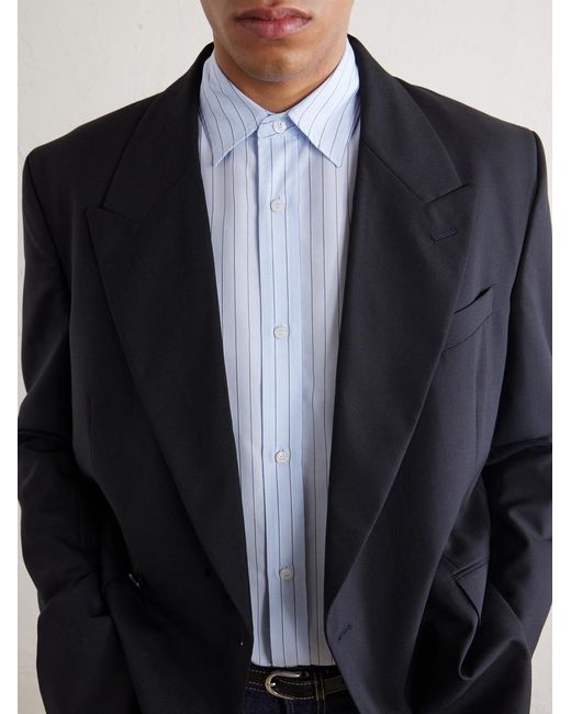 Acne White Pinstriped Lyocell Shirt for men