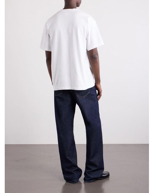 (w)taps White Logo-Appliquéd Printed Cotton-Jersey T-Shirt for men