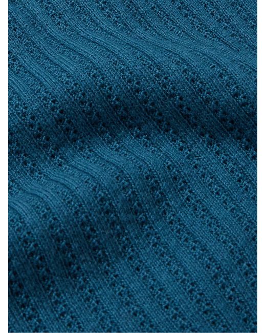 Polo in misto cotone e cashmere a coste Rino di Frescobol Carioca in Blue da Uomo