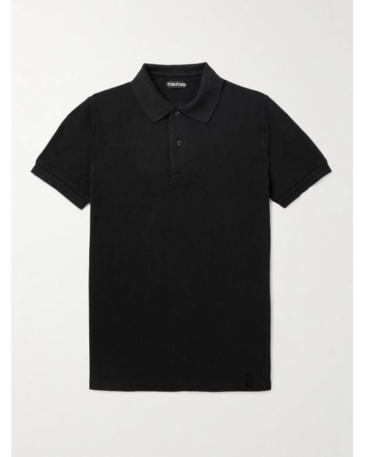 Tom Ford Black Garment-dyed Cotton-piqué Polo Shirt for men