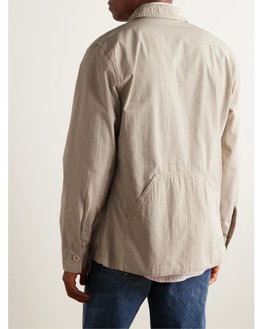 Sid Mashburn Natural Cotton-Seersucker Overshirt for men