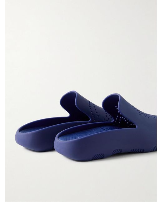 Burberry Blue Embellished Perforated Rubber Clogs for men