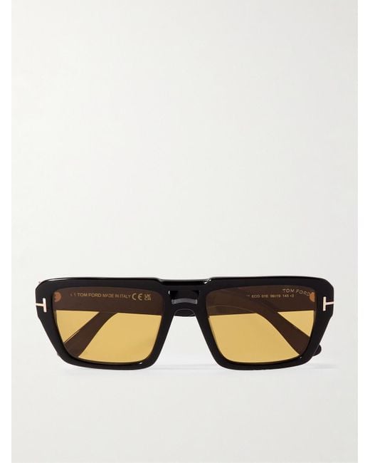 Tom Ford Black Redford Aviator-style Acetate Sunglasses for men