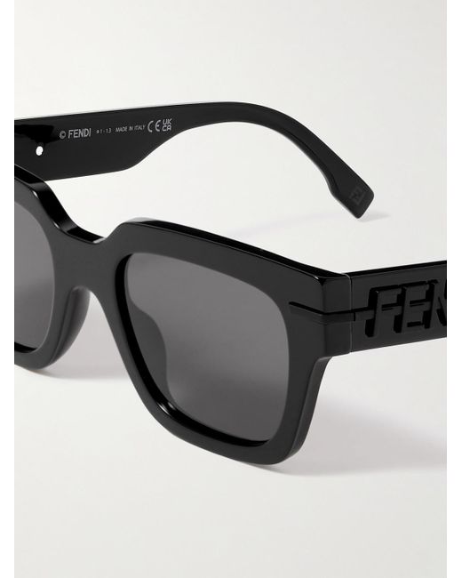 Fendi Black Graphy Sqaure-frame Acetate Sunglasses for men