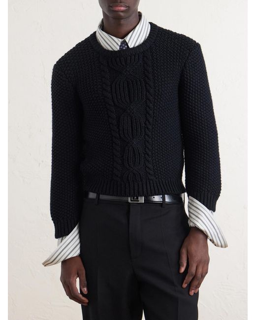 Saint Laurent Blue Knitted Wool Sweater for men