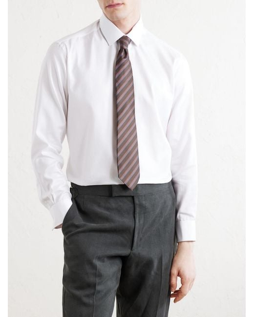 Charvet White Cotton-Herringbone Shirt for men