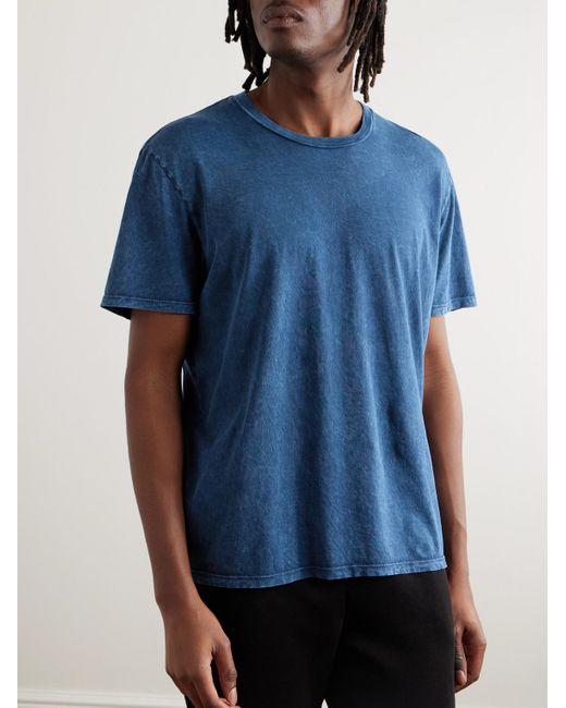 Les Tien Blue Garment-dyed Cotton-jersey T-shirt for men