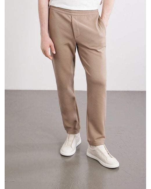 Zegna Natural Straight-Leg Honeycomb-Knit Cotton, Wool And Silk-Blend Sweatpants for men