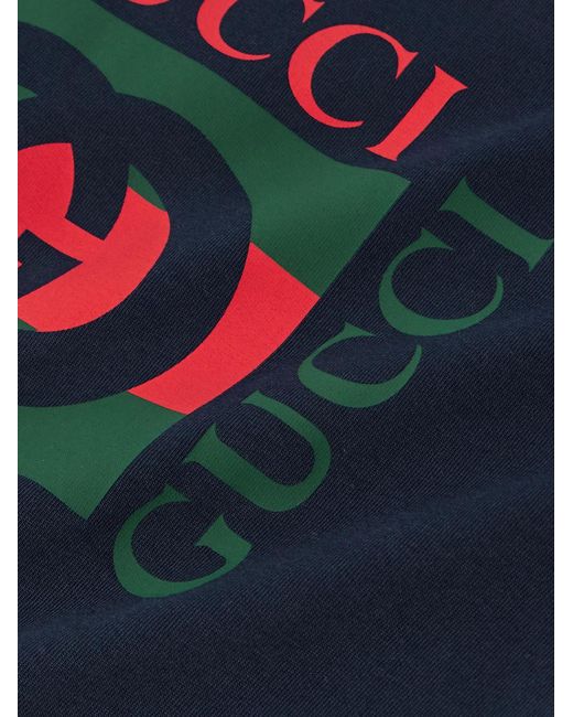 Gucci Blue Logo-Print Cotton-Jersey T-Shirt for men