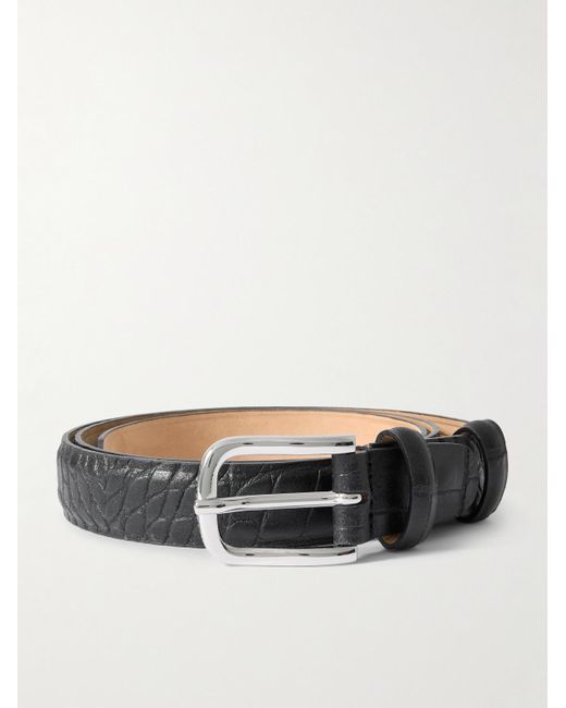 Mr P. Black 2.5cm Croc-effect Leather Belt for men
