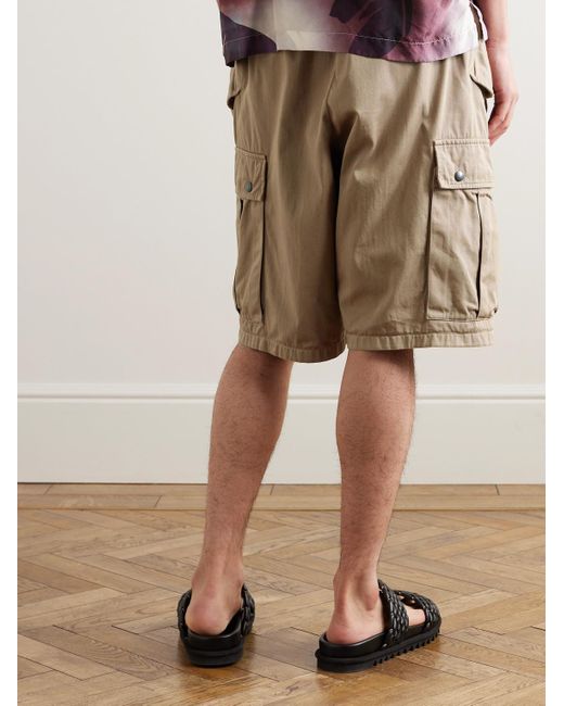Dries Van Noten Natural Straight-leg Cotton-gabardine Drawstring Cargo Shorts for men
