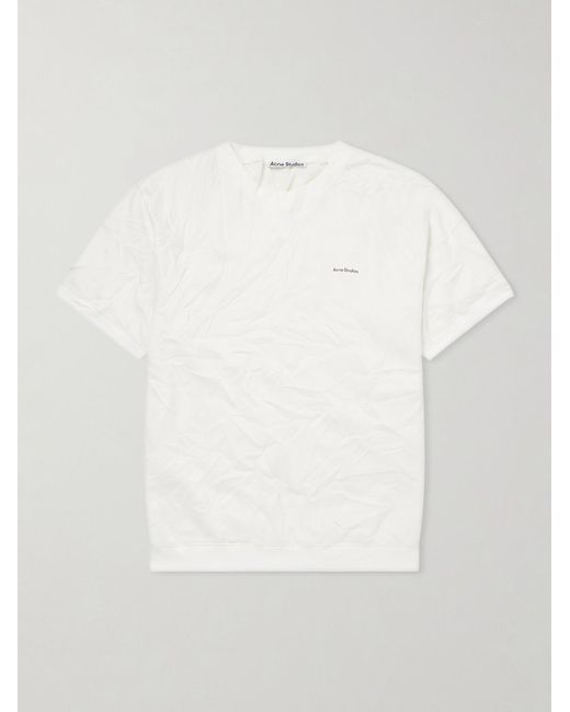 Acne White Fansas Logo-print Crinkled-jersey T-shirt for men