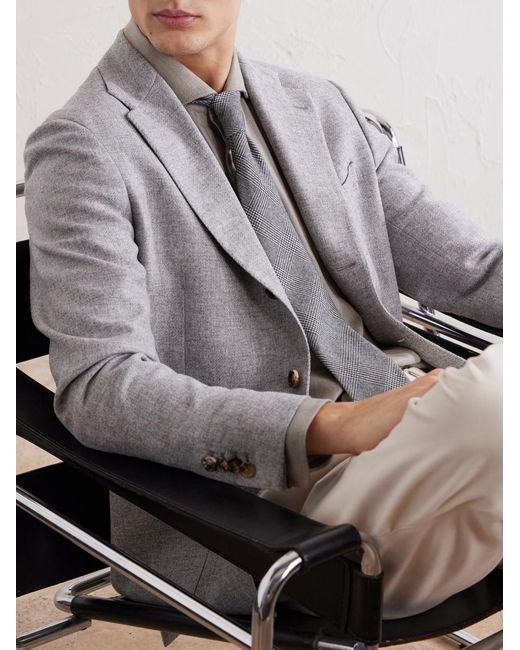 De Petrillo Gray Posillipo Wool And Cashmere-Blend Blazer for men