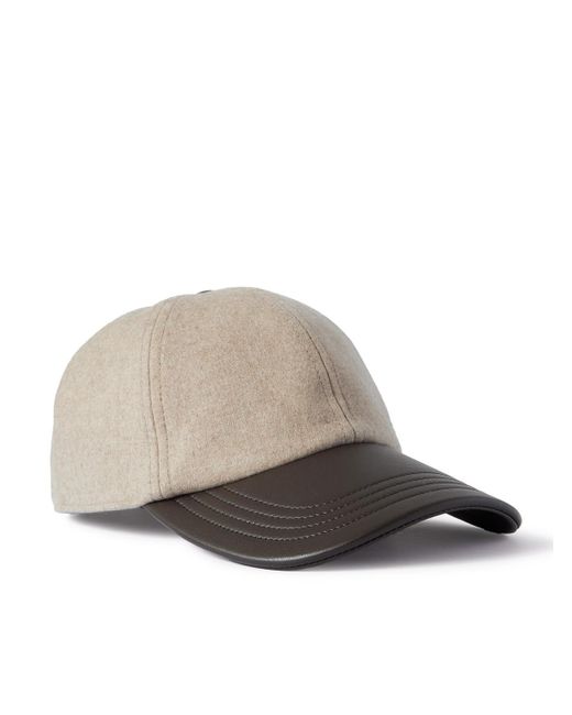 Berluti Natural Logo-embroidered Cashmere-blend And Leather Baseball Cap