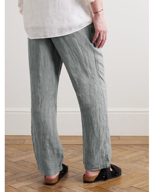 James Perse Gerade geschnittene Hose aus Leinen mit Kordelzugbund in Stückfärbung in Gray für Herren