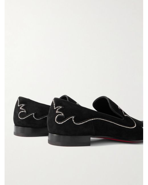 Christian Louboutin Dandysiago Loafers aus Samt mit Verzierungen und Ripsband in Black für Herren
