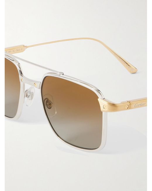 Cartier Natural Santos Aviator-Style And-Tone Titanium Sunglasses for men