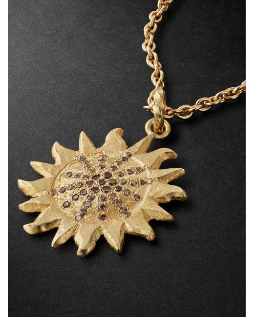 Elhanati Black Sun Gold Diamond Pendant Necklace for men