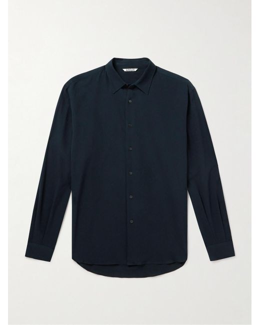 Auralee Blue Cotton And Silk-blend Twill Shirt for men