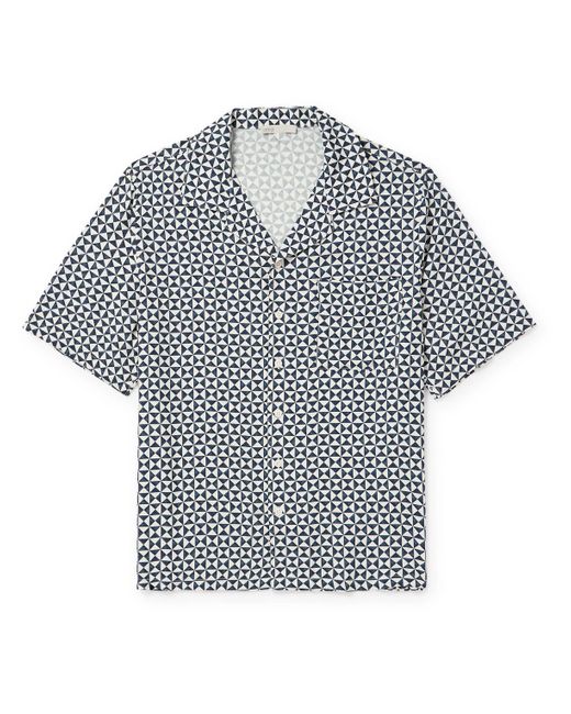 Onia Gray Camp-collar Printed Woven Shirt for men